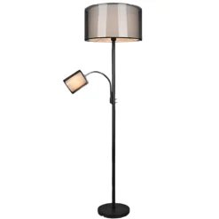Lampade Da Terra-Selezionato da Mazzolaluce Lampada da terra due luci orientabile paralume in tessuto