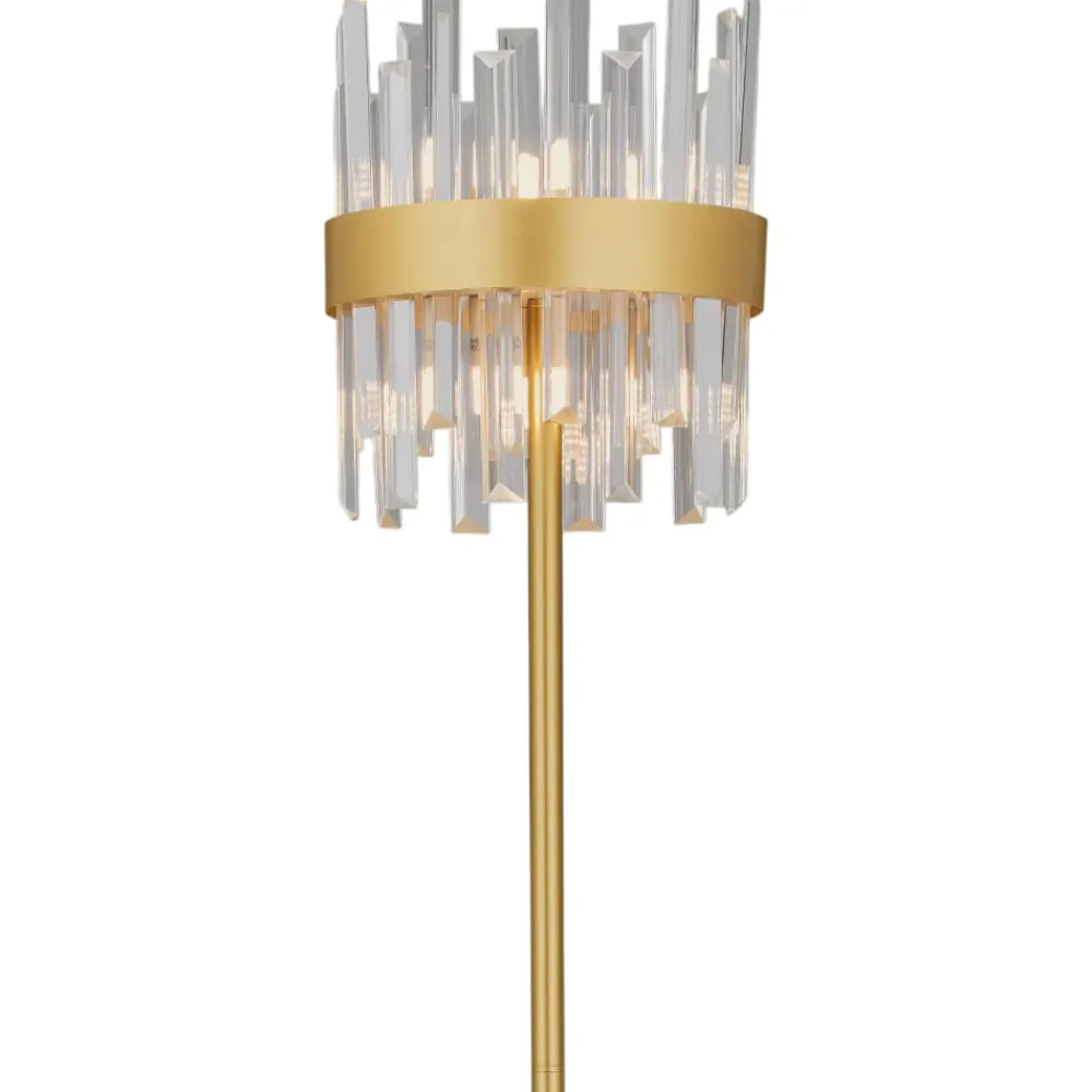 Lampade Da Terra-Selezionato da Mazzolaluce Lampada da terra elegante contemporanea in cristallo e finitura ottone