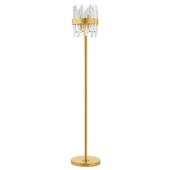 Lampade Da Terra-Selezionato da Mazzolaluce Lampada da terra elegante contemporanea in cristallo e finitura ottone