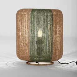 Lampade Da Terra-Selezionato da Mazzolaluce Lampada da terra etnica paralume corda intrecciata rattan