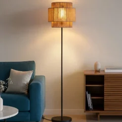 Lampade Da Terra-Selezionato da Mazzolaluce Lampada da terra etnica paralume in paglia h145 cm