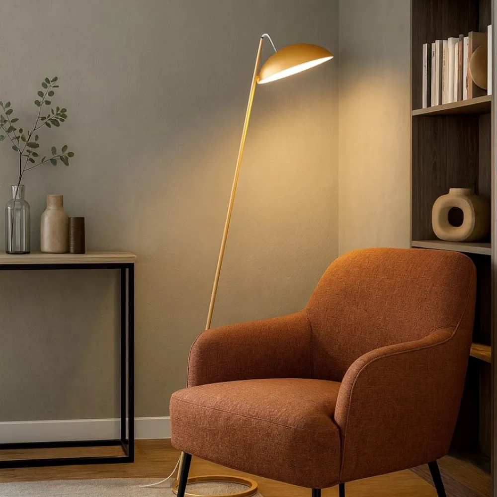 Lampade Da Terra-Selezionato da Mazzolaluce Lampada da terra flut foglia oro moderna led dimmerabile