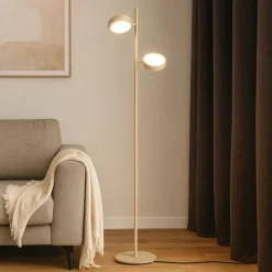 Lampade Da Terra-Gea Luce Lampada da terra gpi tortora due led 3000k orientabili