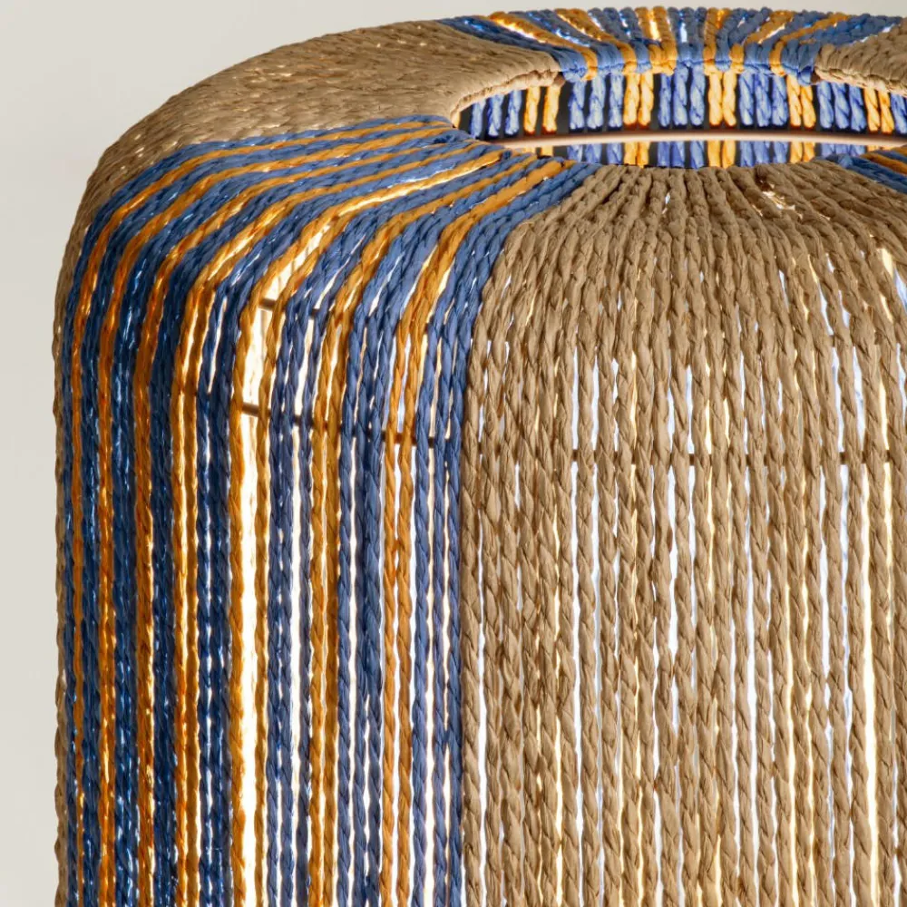Lampade Da Terra-Selezionato da Mazzolaluce Lampada da terra in rattan corda naturale blu etnica