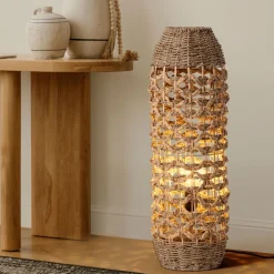 Lampade Da Terra-Selezionato da Mazzolaluce Lampada da terra in rattan e giacinto essiccato erba