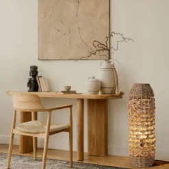 Lampade Da Terra-Selezionato da Mazzolaluce Lampada da terra in rattan e giacinto essiccato erba