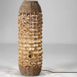 Lampade Da Terra-Selezionato da Mazzolaluce Lampada da terra in rattan e giacinto essiccato erba