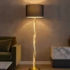 Lampade Da Terra-Selezionato da Mazzolaluce Lampada da terra led 3000k foglia oro paralume nero