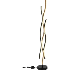 Lampade Da Terra-Selezionato da Mazzolaluce Lampada da terra led nero marrone effetto legno design moderna per soggiorno