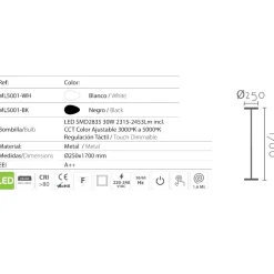 Lampade Da Terra-Selezionato da Mazzolaluce Lampada da terra led 30w 3000k a 5000k dimmerabile nera piantana moderna