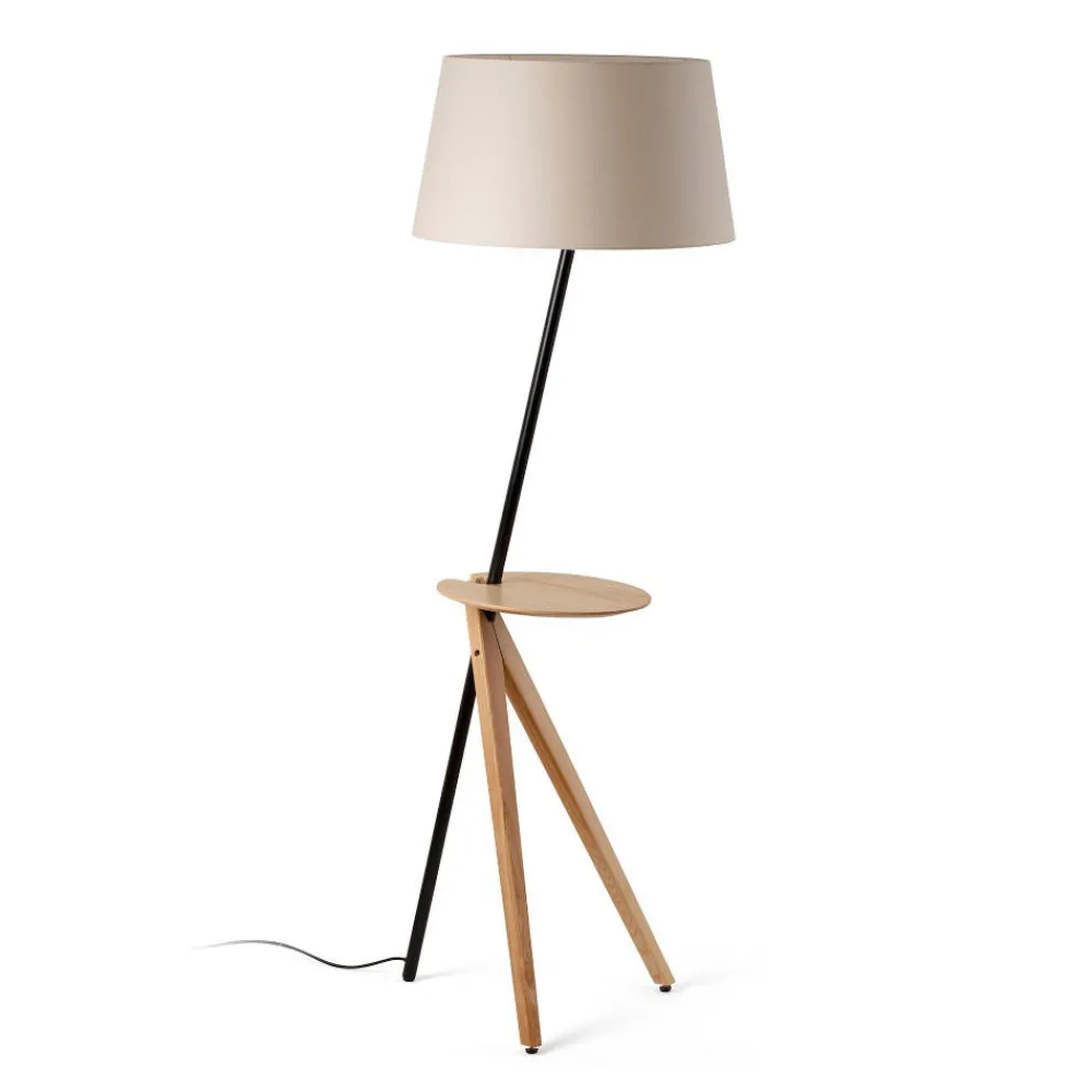 Lampade Da Terra-Selezionato da Mazzolaluce Lampada da terra legno design moderno con mensola per soggiorno living
