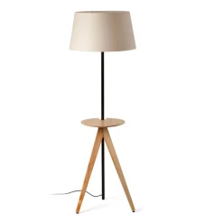 Lampade Da Terra-Selezionato da Mazzolaluce Lampada da terra legno design moderno con mensola per soggiorno living