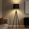 Lampade Da Terra-Maytoni Lampada da terra calvin tre piedi paralume in tessuto nero