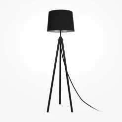 Lampade Da Terra-Maytoni Lampada da terra calvin tre piedi paralume in tessuto nero