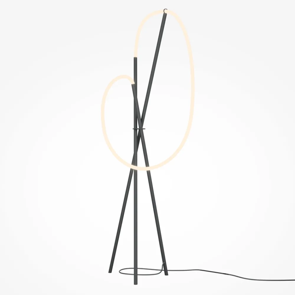 Lampade Da Terra-Maytoni Lampada da terra crochet ultramoderna led 3000k nera con tre piedi