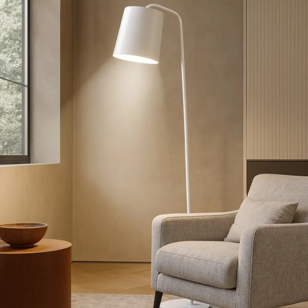 Lampade Da Terra-Selezionato da Mazzolaluce Lampada da terra moderna bianca paralume cilindrico