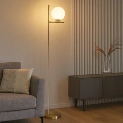 Lampade Da Terra-Selezionato da Mazzolaluce Lampada da terra moderna colore oro per salotto h150 cm