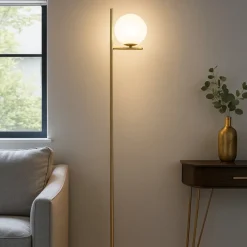 Lampade Da Terra-Selezionato da Mazzolaluce Lampada da terra moderna colore oro per salotto h150 cm