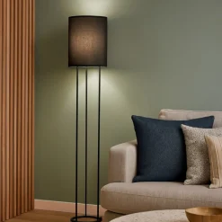 Lampade Da Terra-Selezionato da Mazzolaluce Lampada da terra moderna con paralume in tessuto nero
