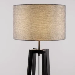Lampade Da Terra-Selezionato da Mazzolaluce Lampada da terra moderna di legno scuro con paralume grigio