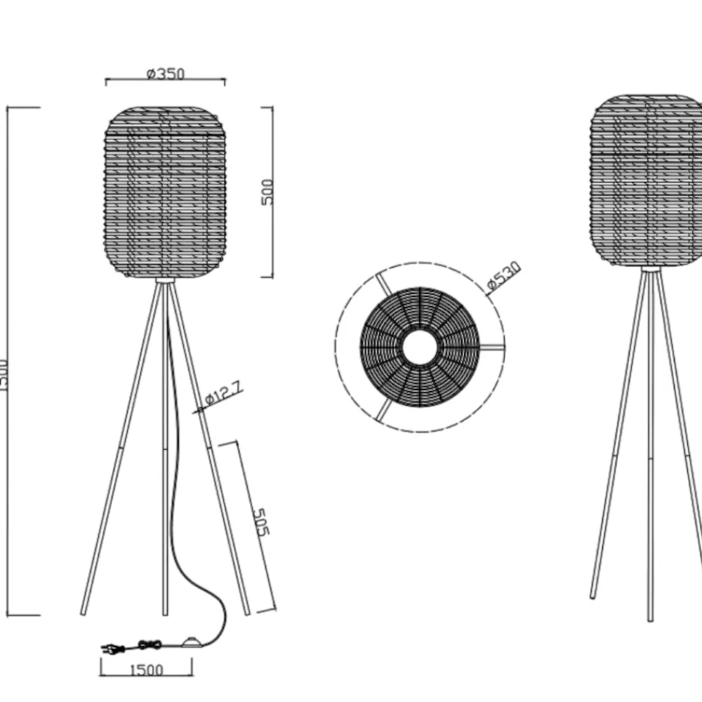 Lampade Da Terra-Selezionato da Mazzolaluce Lampada da terra moderna h150 cm marrone e nera