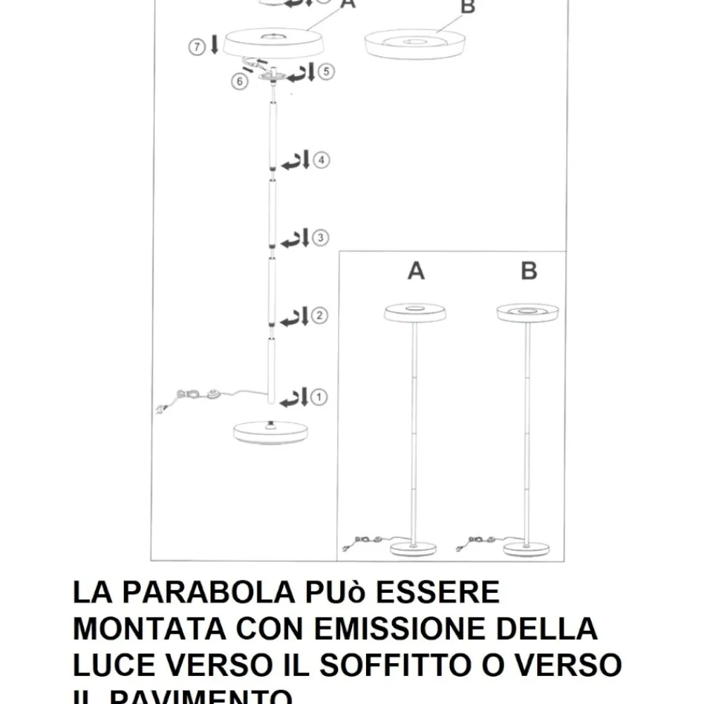 Lampade Da Terra-Selezionato da Mazzolaluce Lampada da terra moderna led 3000k nera h170 cm