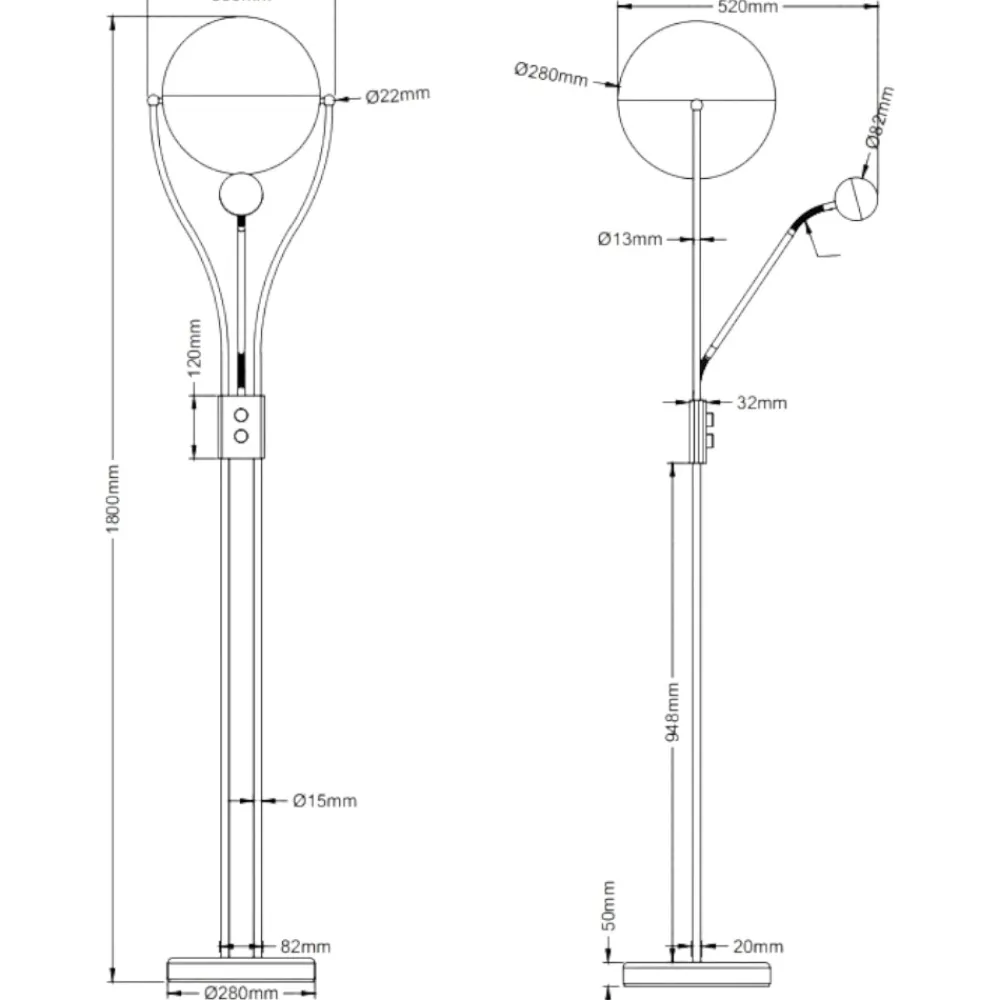 Lampade Da Terra-Selezionato da Mazzolaluce Lampada da terra moderna led 3000k orientabile 2 luci