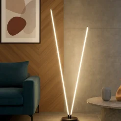 Lampade Da Terra-Selezionato da Mazzolaluce Lampada da terra moderna led 3000k nera per salotto