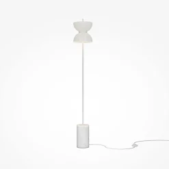 Lampade Da Terra-Maytoni Lampada da terra moderna kyoto led 3000k base in marmo bianco h145 cm