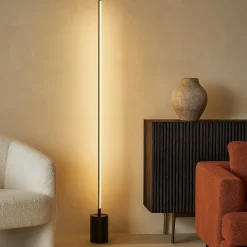 Lampade Da Terra-Maytoni Lampada da terra moderna flow led da 3000k a 6000k nera sottile