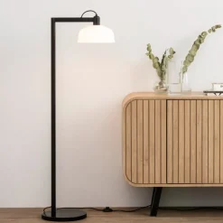 Lampade Da Terra-Selezionato da Mazzolaluce Lampada da terra moderna metallo nero e bianco minimalista