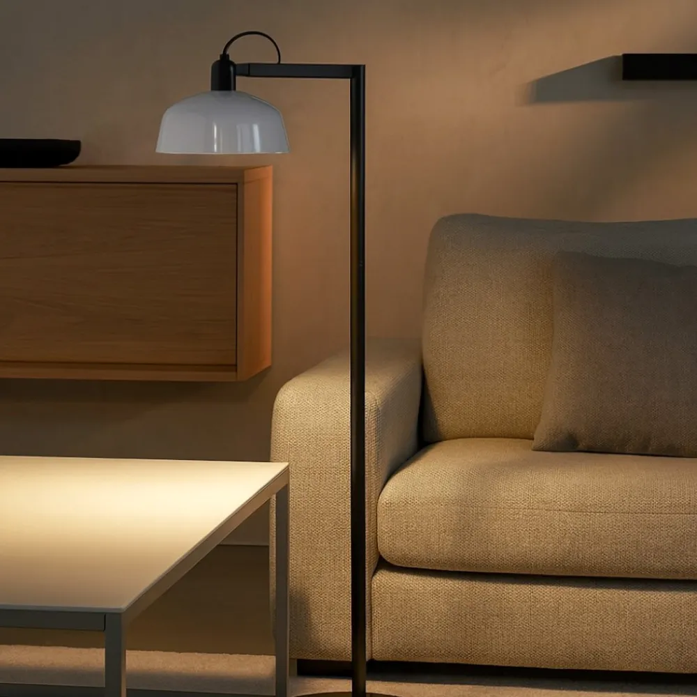 Lampade Da Terra-Selezionato da Mazzolaluce Lampada da terra moderna metallo nero e bianco minimalista