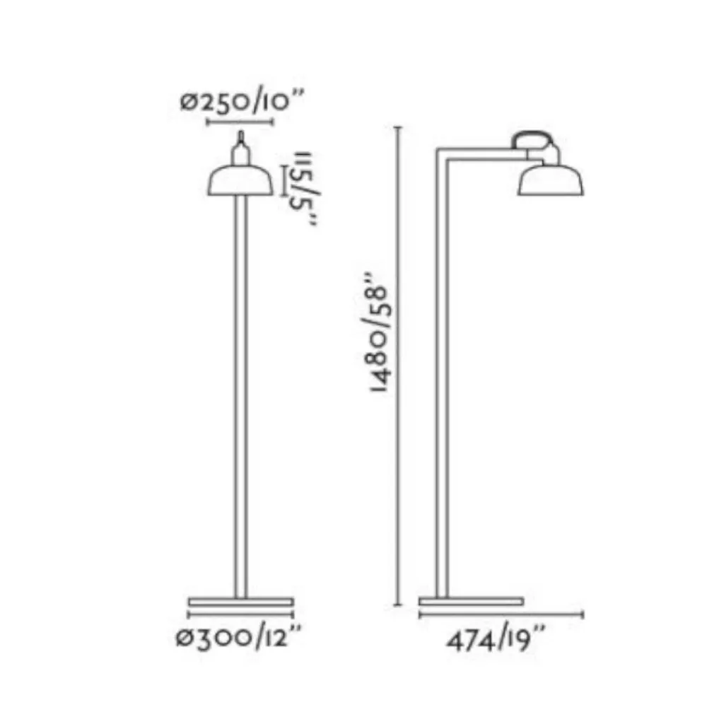 Lampade Da Terra-Selezionato da Mazzolaluce Lampada da terra moderna metallo nero e bianco minimalista