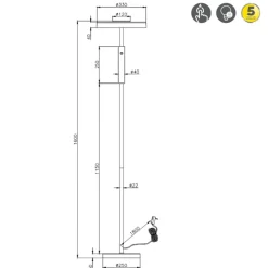 Lampade Da Terra-Selezionato da Mazzolaluce Lampada da terra moderna nera led 3000k per soggiorno h160 cm