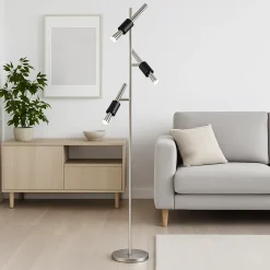 Lampade Da Terra-Selezionato da Mazzolaluce Lampada da terra moderna orientabile 3 led 2300k 3000k 4000k nickel opaco