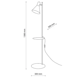 Lampade Da Terra-Selezionato da Mazzolaluce Lampada da terra nera con tavolino luce orientabile