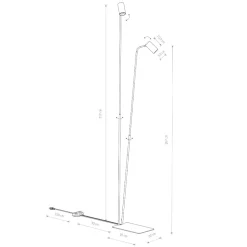 Lampade Da Terra-Selezionato da Mazzolaluce Lampada da terra nera 2 luci orientabili moderna da lettura