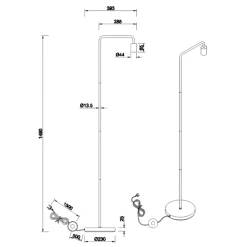 Lampade Da Terra-Selezionato da Mazzolaluce Lampada da terra nera minimalista per salotto h149 cm