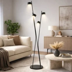 Lampade Da Terra-Selezionato da Mazzolaluce Lampada da terra nero oro luci orientabili moderna per salotto