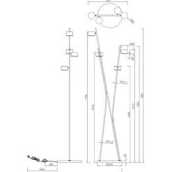 Lampade Da Terra-Selezionato da Mazzolaluce Lampada da terra nero oro luci orientabili moderna per salotto