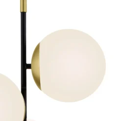 Lampade Da Terra-Maytoni Lampada da terra nero oro sfere vetro bianco nostalgia