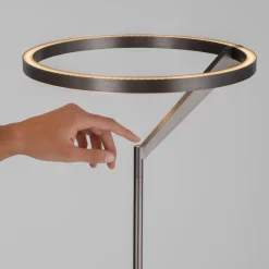 Lampade Da Terra-Selezionato da Mazzolaluce Lampada da terra nickel biemissione moderna led 26w 3000k dimmerabile