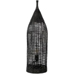Lampade Da Terra-Selezionato da Mazzolaluce Lampada da terra orientale nera in rattan h73 cm