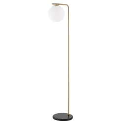 Lampade Da Terra-Selezionato da Mazzolaluce Lampada da terra oro base marmo nero sfera vetro bianco