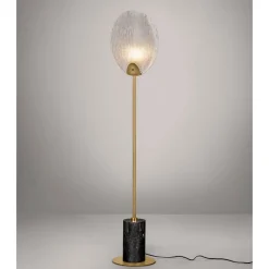 Lampade Da Terra-Selezionato da Mazzolaluce Lampada da terra oro conchiglia di vetro base di marmo nero
