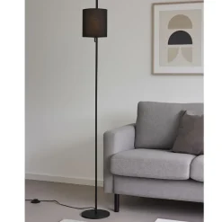 Lampade Da Terra-Selezionato da Mazzolaluce Lampada da terra paralume tessuto nero per soggiorno