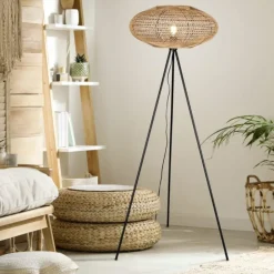 Lampade Da Terra-Selezionato da Mazzolaluce Lampada da terra per salotto contemporaneo vimini