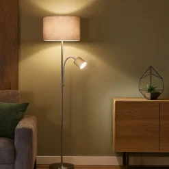 Lampade Da Terra-Selezionato da Mazzolaluce Lampada da terra per salotto due luci orientabile colore argento