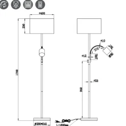 Lampade Da Terra-Selezionato da Mazzolaluce Lampada da terra per salotto due luci orientabile colore argento
