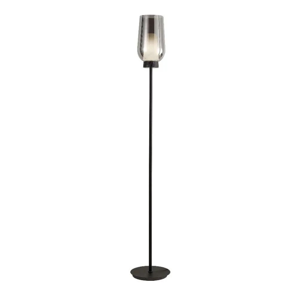 Lampade Da Terra-Selezionato da Mazzolaluce Lampada da terra per salotto metallo nero vetro cromo